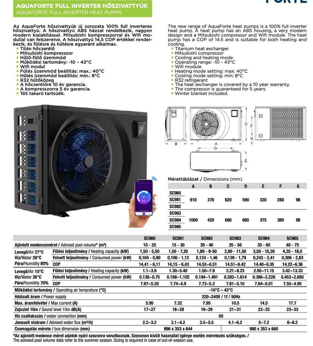 Aquaforte Full Inverter 5,5 kW Hőszivattyú