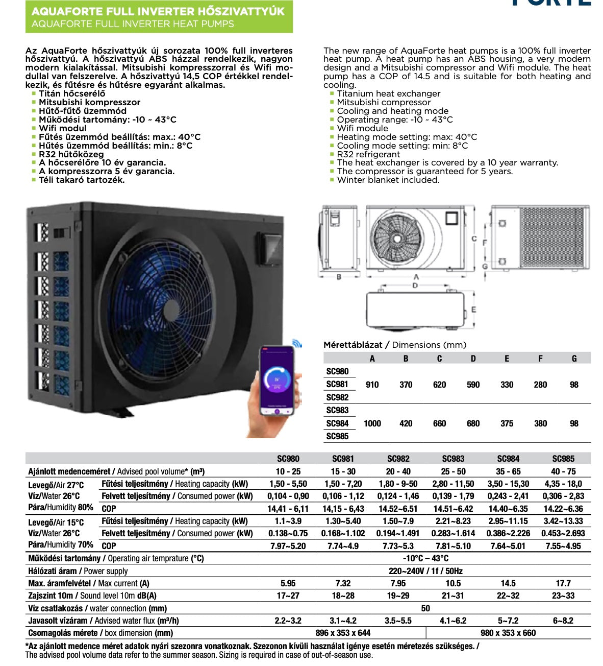 Aquaforte Full Inverter 11,5 kW Hőszivattyú